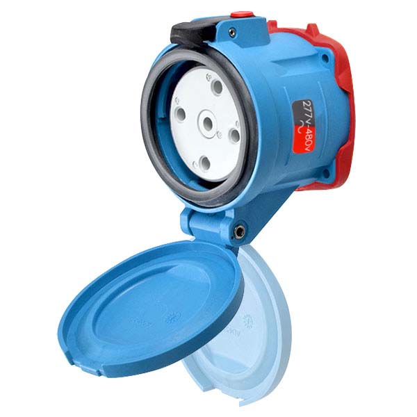DR100 RECEPTACLE POLY BLUE SIZE 4 TYPE 4X IP 69 3P+N+G 100A 277/480 VAC 60 Hz NO AUX