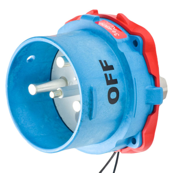 DS100 INLET POLY BLUE SIZE 5 TYPE 4X 3P+G 100A 480 VAC 60 Hz +2 AUX