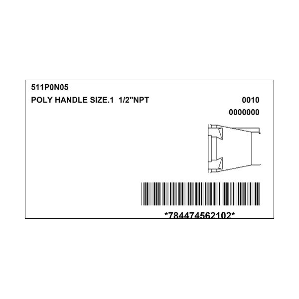 Meltic Poly Handle  Size 1 1/2”npt 511p0n05 