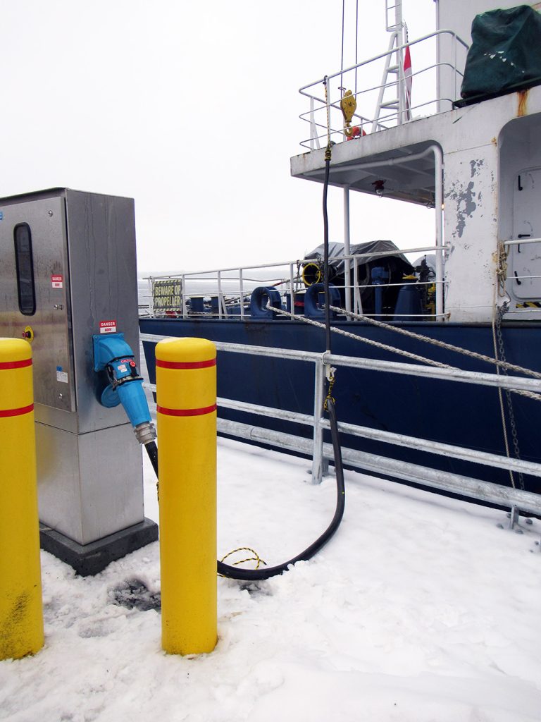 Shore Power Connection at the Port of Montreal, featuring a MELTRIC plug and receptacle